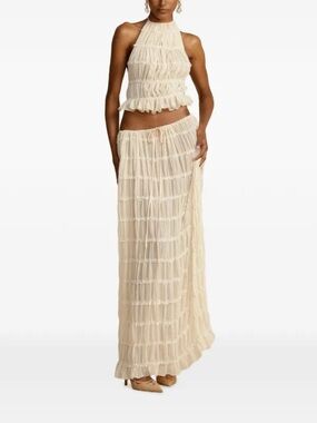 cream ruffle two piece